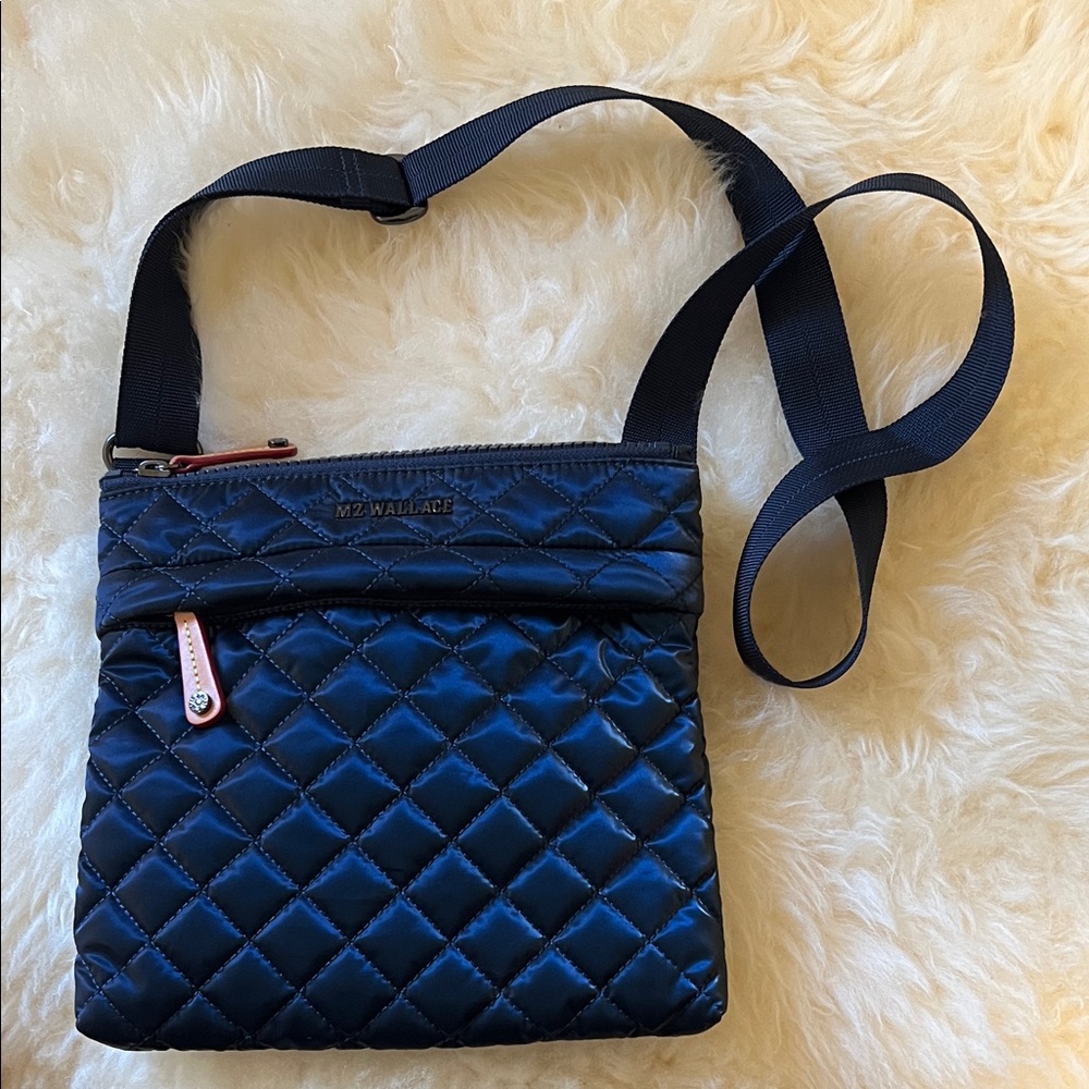 MZ Wallace Midnight Liquid Metro Flat Crossbody Bag